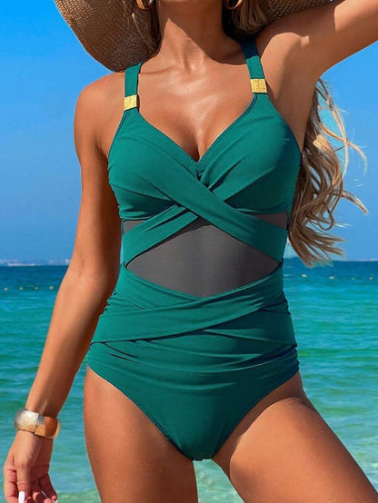 Mesh Cross Front Badpak voor Zomerdagen
