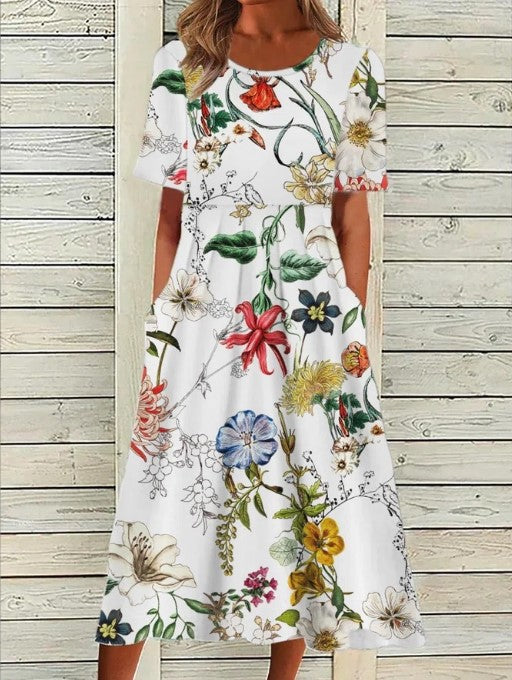 Midi Jurk Nona met Bedrukte Stijl