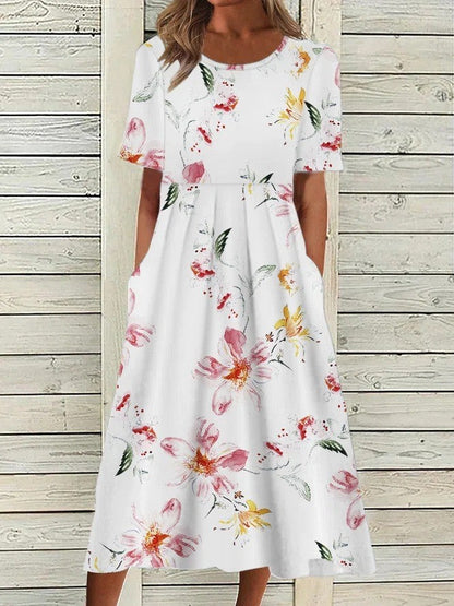 Midi Jurk Nona met Bedrukte Stijl