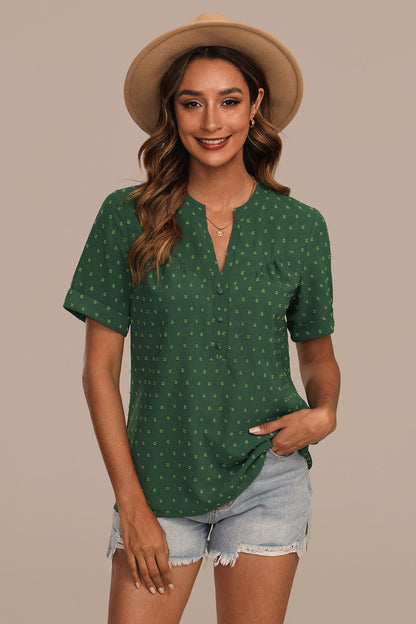 Milou V-Hals Damesshirt met Knoopdetails