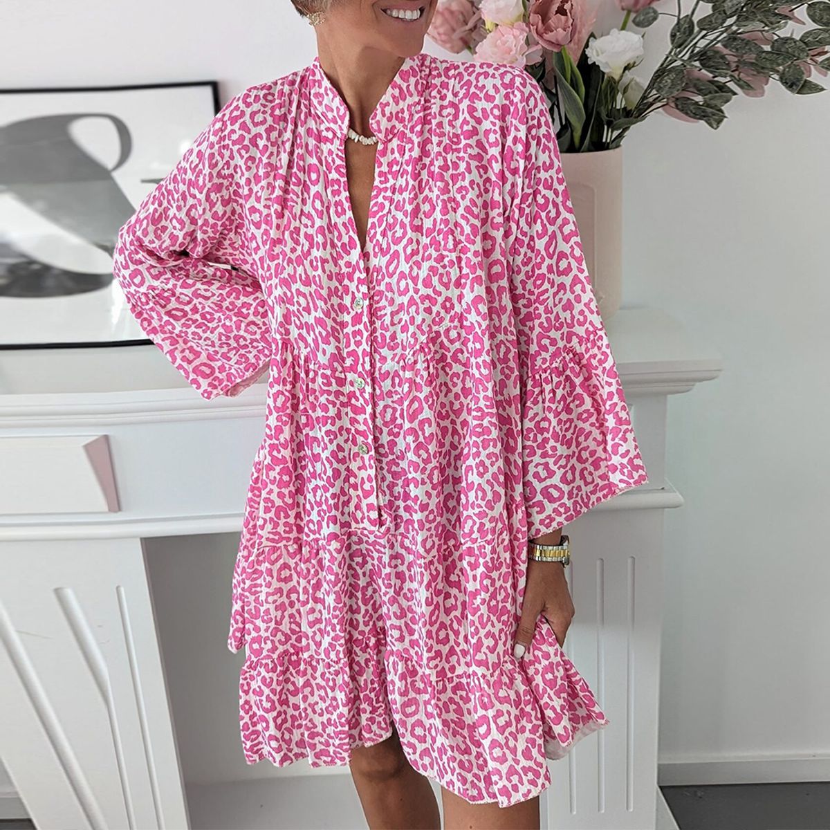 Mini Jurk Rosalinda met Lange Mouwen
