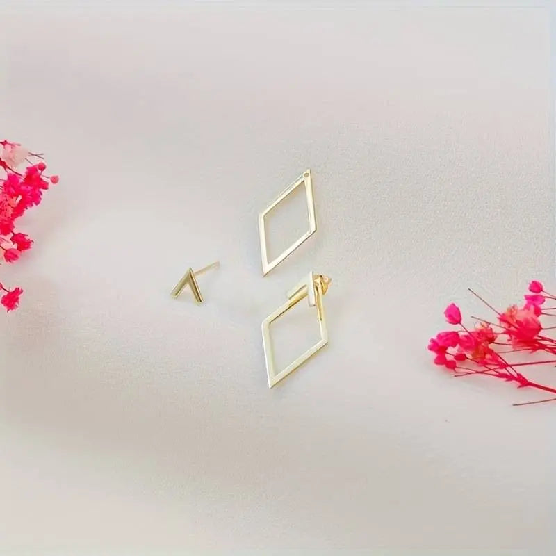 Minimalistische Geometrische Diamant- en Pijloorbellen