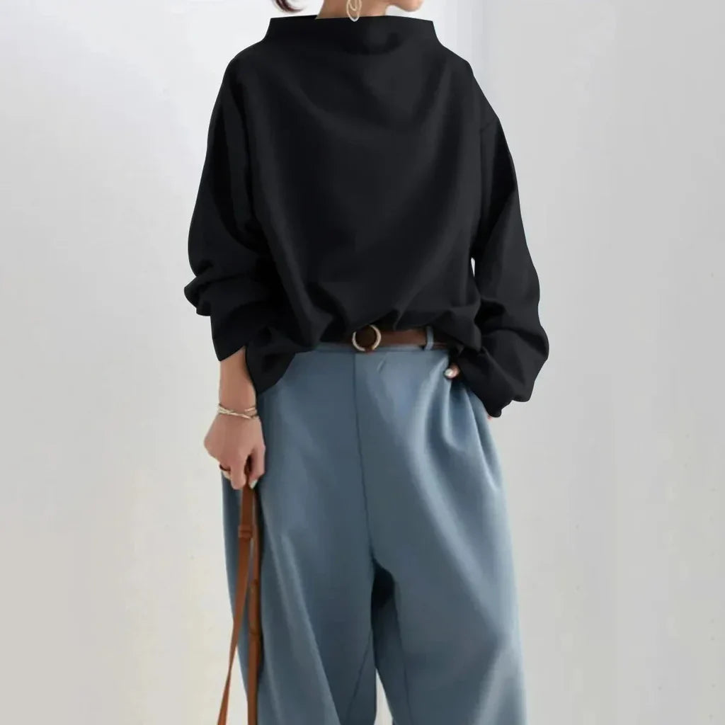 Minimalistische Zwarte Losvallende Top