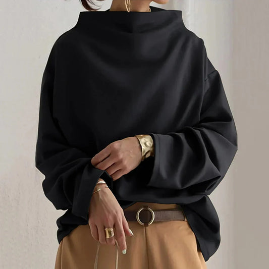 Minimalistische Zwarte Losvallende Top