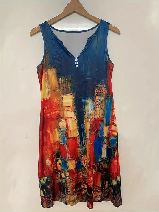 Mouwloze Jurk Angela - Elegante Bloemenprint