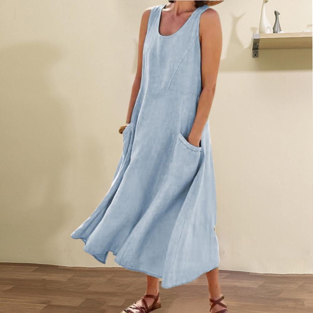 Mouwloze Zomerjurk met Zakken voor Dames