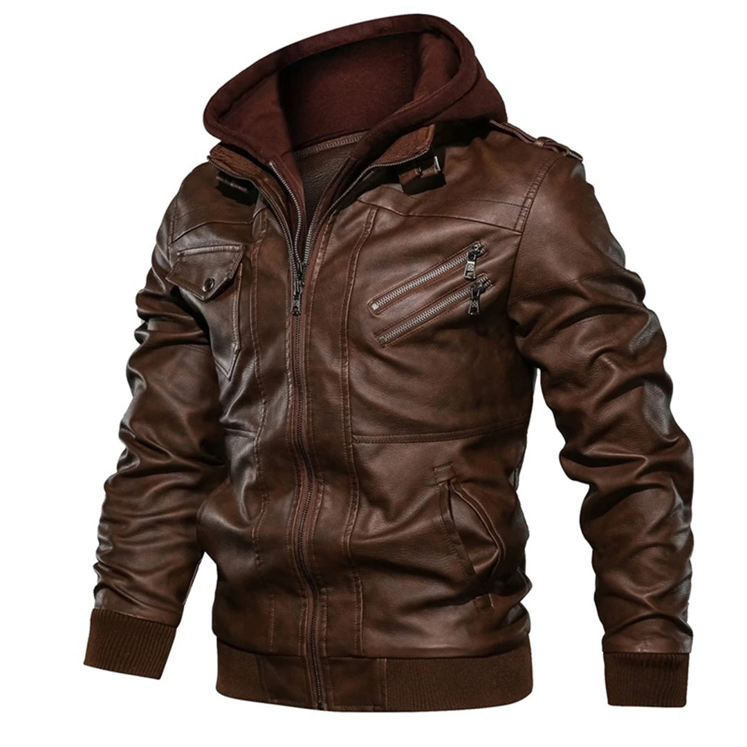 Mucho - Heren Leren Jack met Capuchon