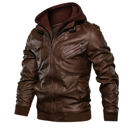Mucho - Heren Leren Jack met Capuchon