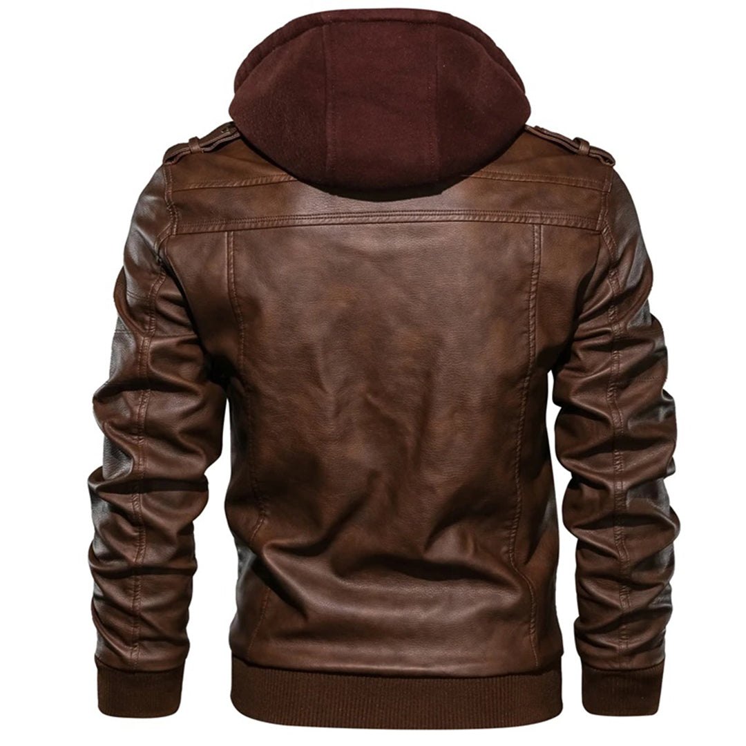 Mucho - Heren Leren Jack met Capuchon