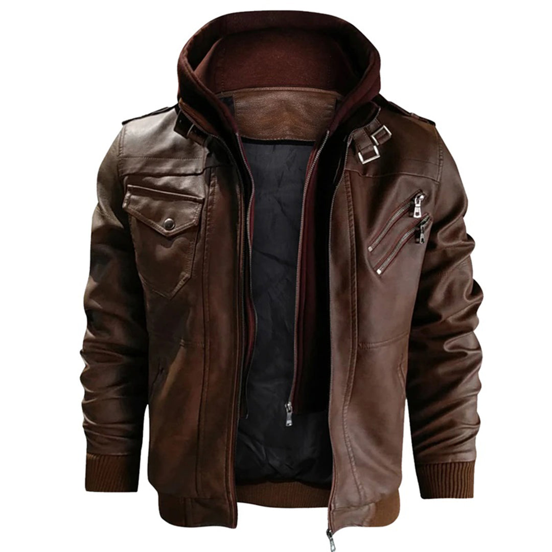 Mucho - Heren Leren Jack met Capuchon