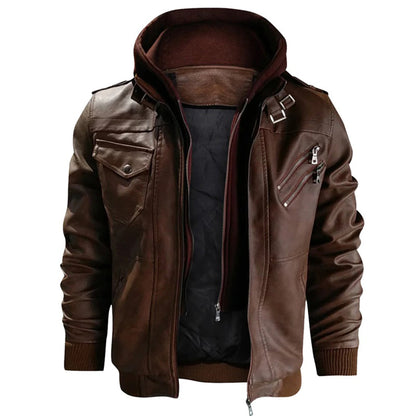 Mucho - Heren Leren Jack met Capuchon