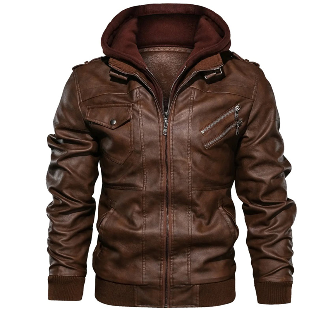 Mucho - Heren Leren Jack met Capuchon