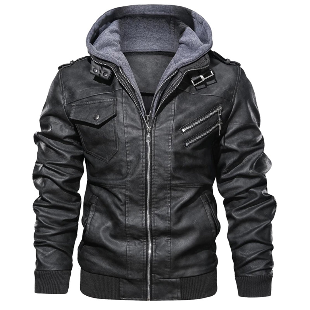 Mucho - Heren Leren Jack met Capuchon