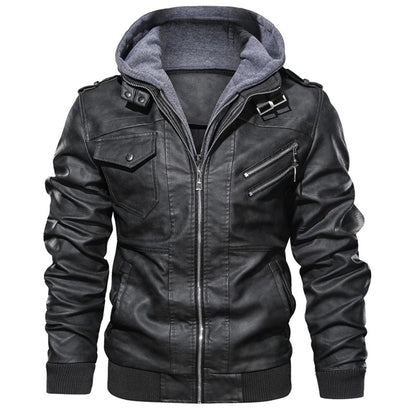 Mucho - Heren Leren Jack met Capuchon
