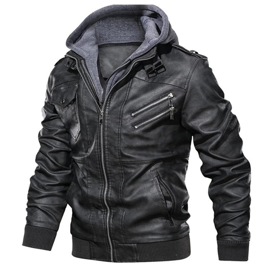 Mucho - Heren Leren Jack met Capuchon