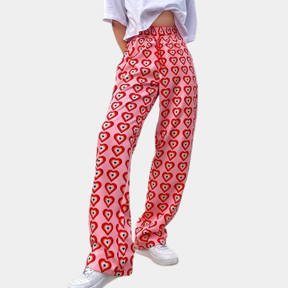 Nadine - Luchtige Zomerbroek met Hartjesmotief
