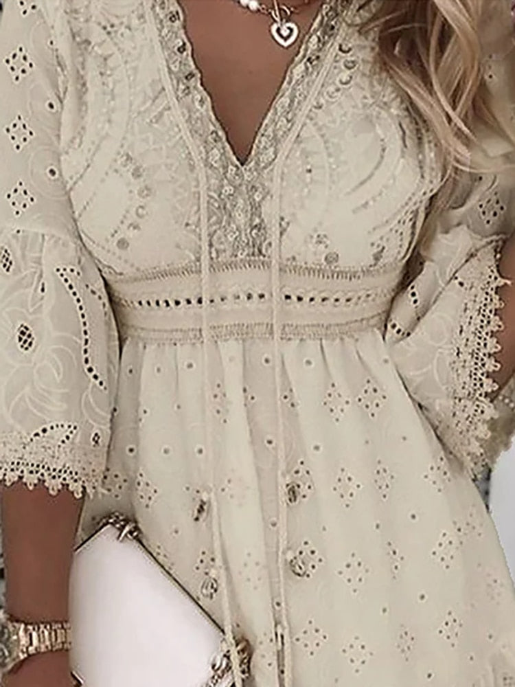 Naiara Boho Zomerjurk met Borduursel