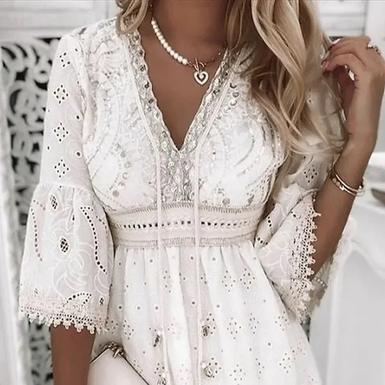 Naiara Boho Zomerjurk met Borduursel