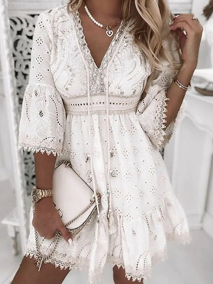 Naiara Boho Zomerjurk met Borduursel