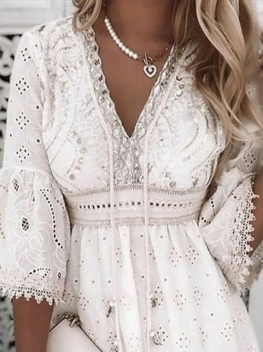 Naiara Boho Zomerjurk met Borduursel
