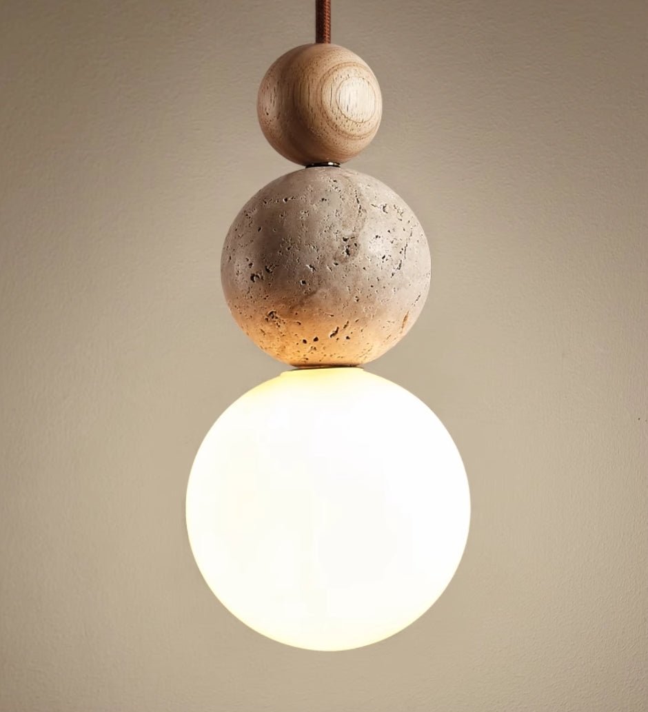 Natuurlijke Lavasteen Hanglamp Raffaele - Sfeervol Hout