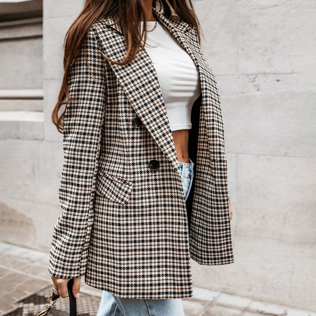 Nereza - Klassieke Damesblazer met Geruit Design
