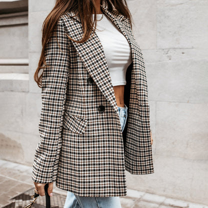 Nereza - Klassieke Damesblazer met Geruit Design