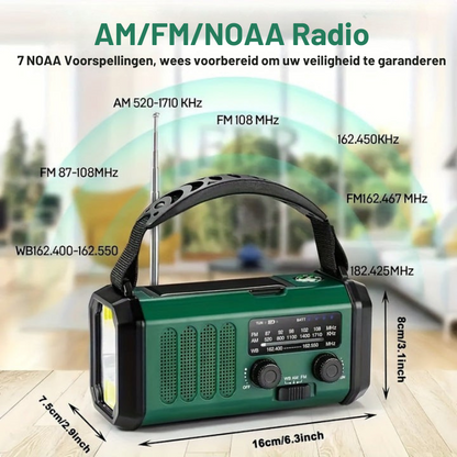 Noodradio met Zonnepaneel en Powerbankfunctie