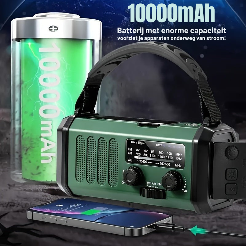 Noodradio met Zonnepaneel en Powerbankfunctie