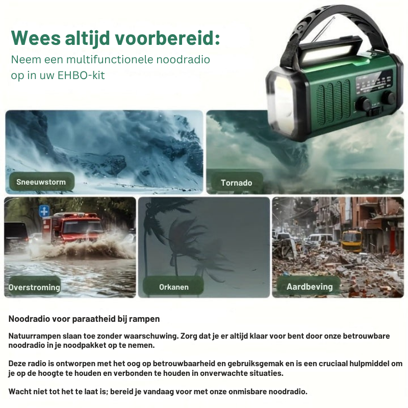 Noodradio met Zonnepaneel en Powerbankfunctie