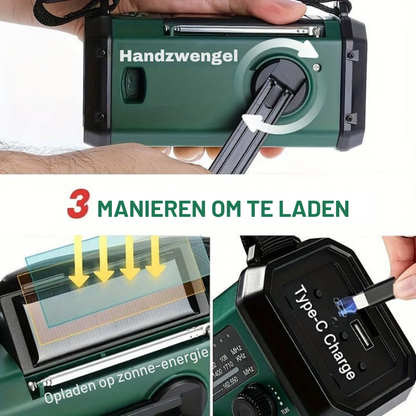 Noodradio met Zonnepaneel en Powerbankfunctie