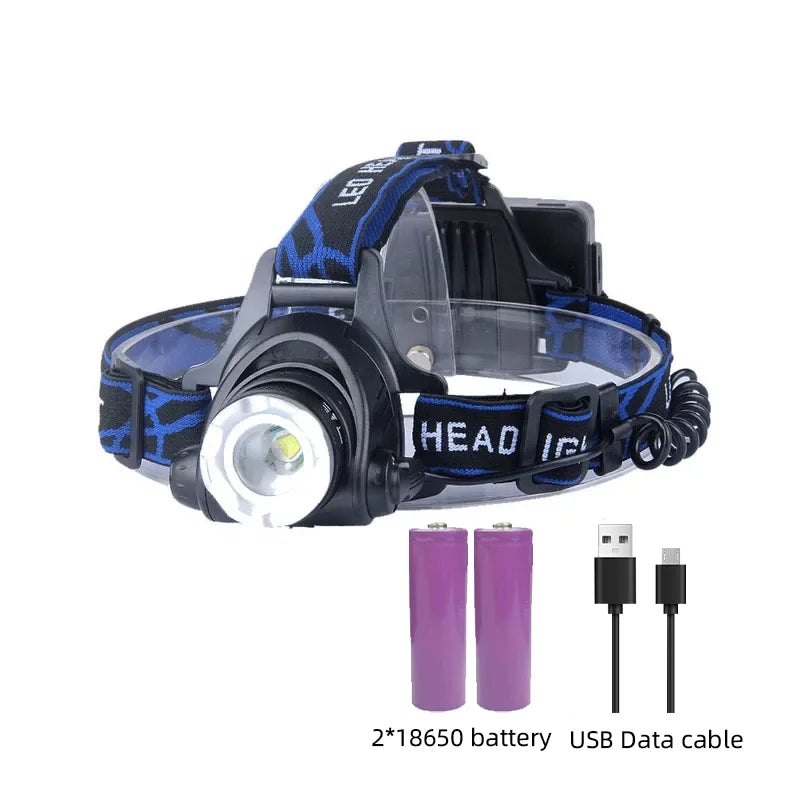 Oplaadbare Waterdichte LED Hoofdlamp 2000 Lumen
