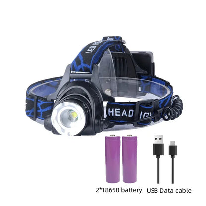 Oplaadbare Waterdichte LED Hoofdlamp 2000 Lumen