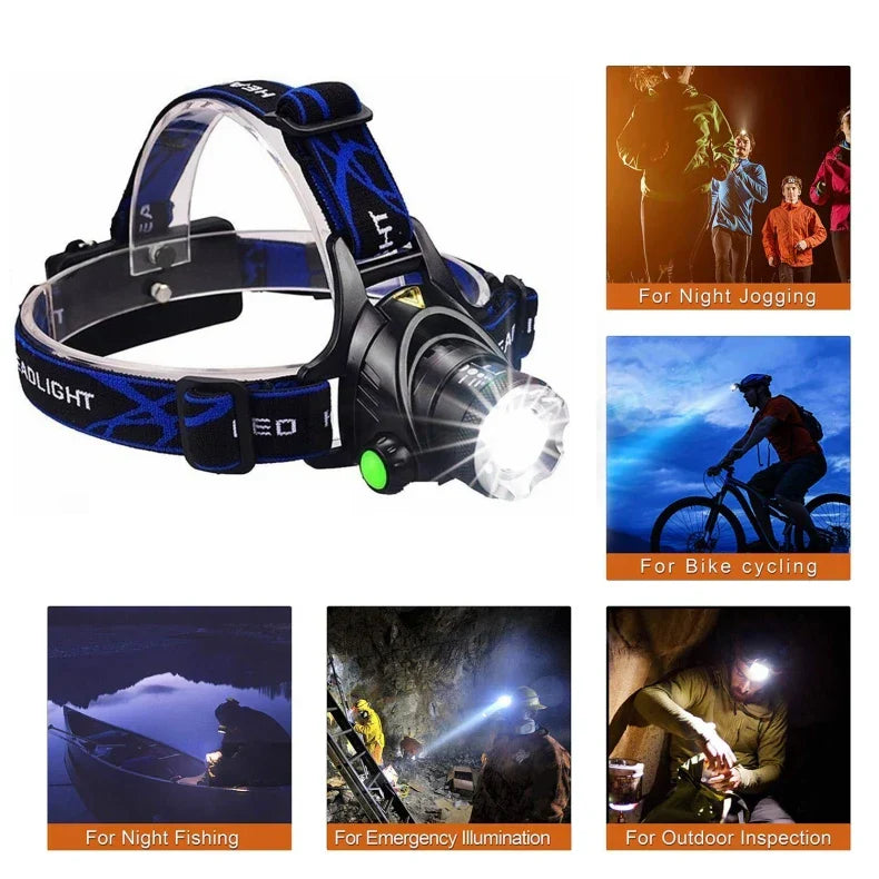 Oplaadbare Waterdichte LED Hoofdlamp 2000 Lumen