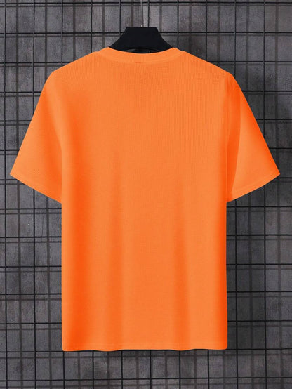 Oranje Heren T-shirt met Moderne Halslijn