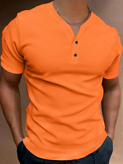 Oranje Heren T-shirt met Moderne Halslijn