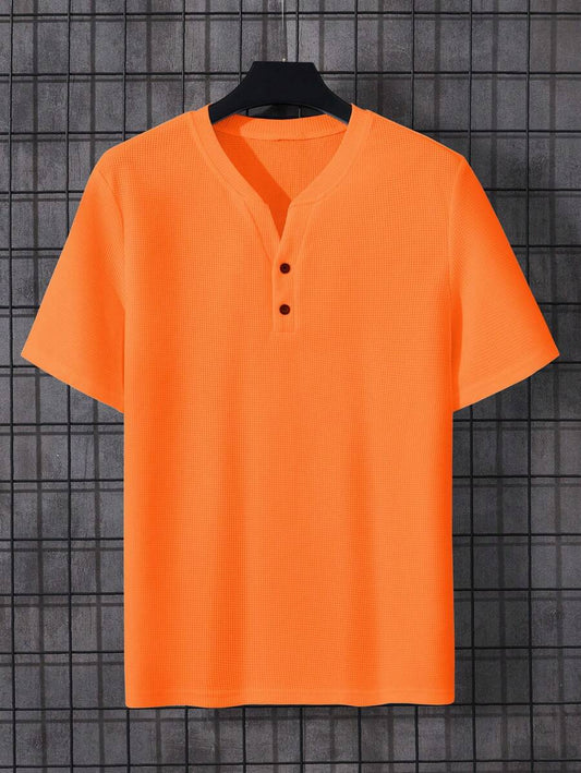 Oranje Heren T-shirt met Moderne Halslijn