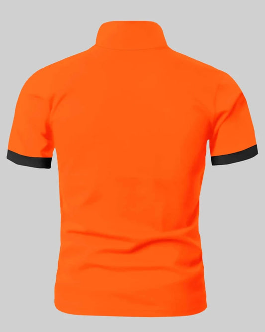 Oranje Herenpolo met Contrasterende Details
