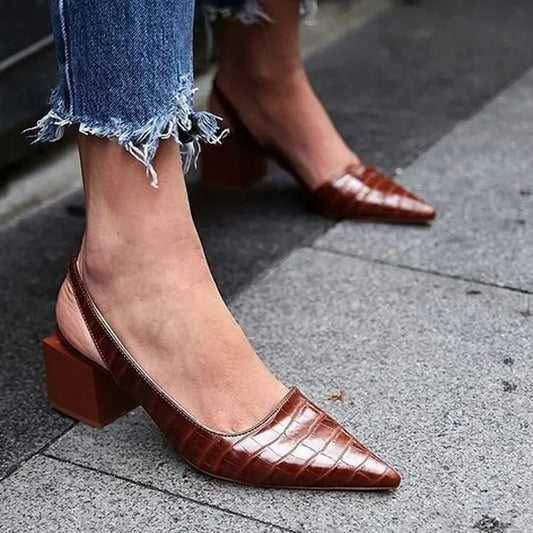 Orthopedische Croco Pumps - Bruin Comfort