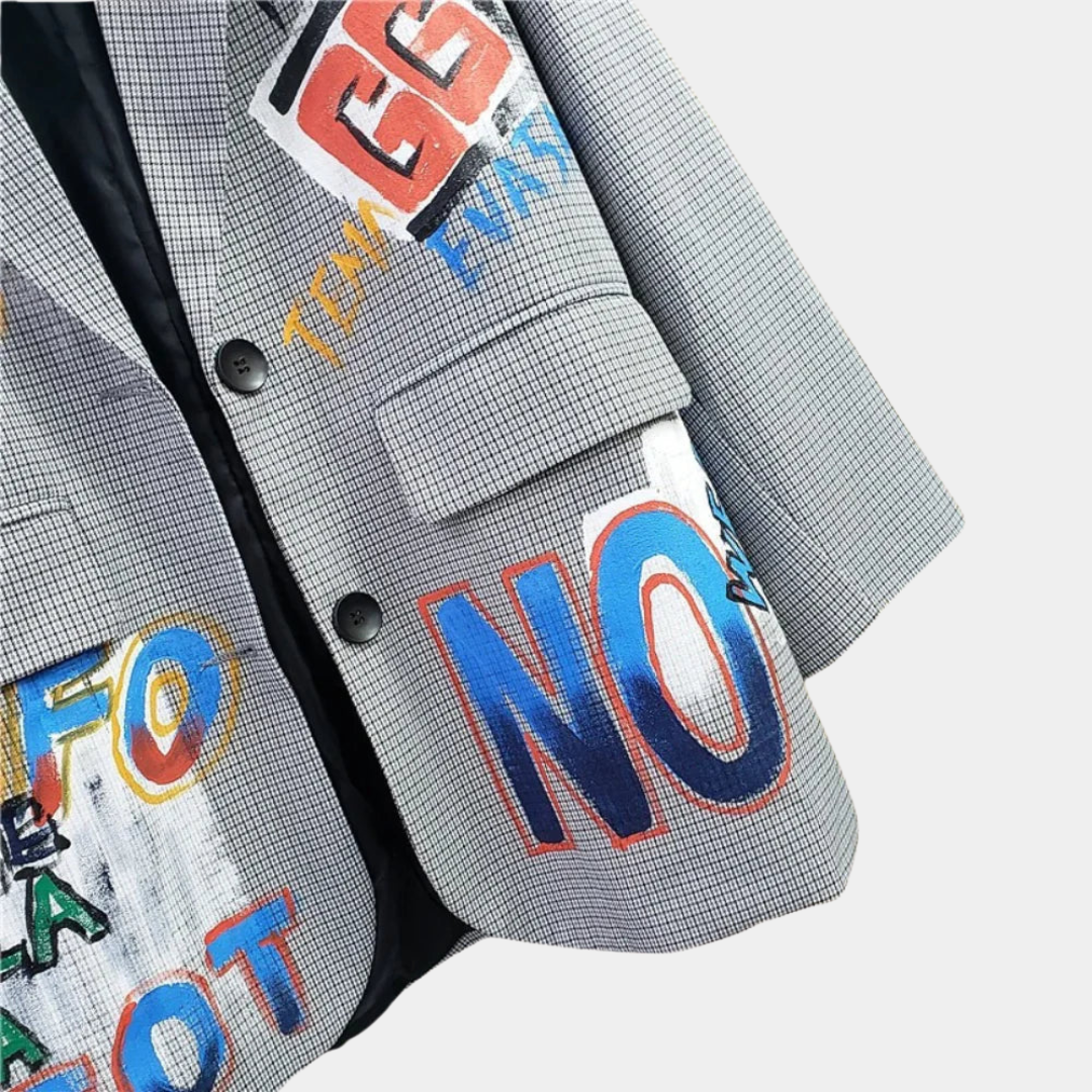 Oversized Blazer Dames met Ruitprint