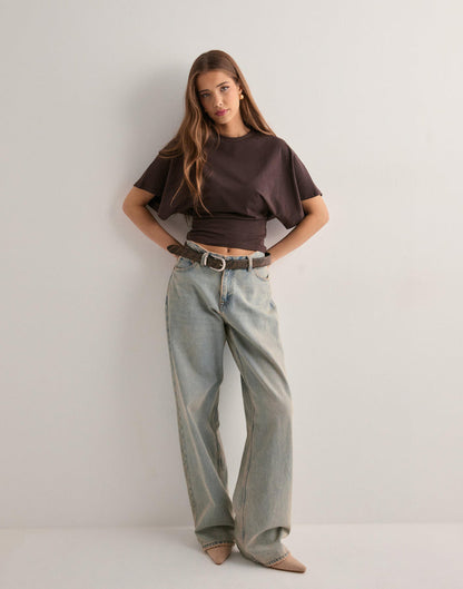 Oversized T-shirt met Brede Mouwen