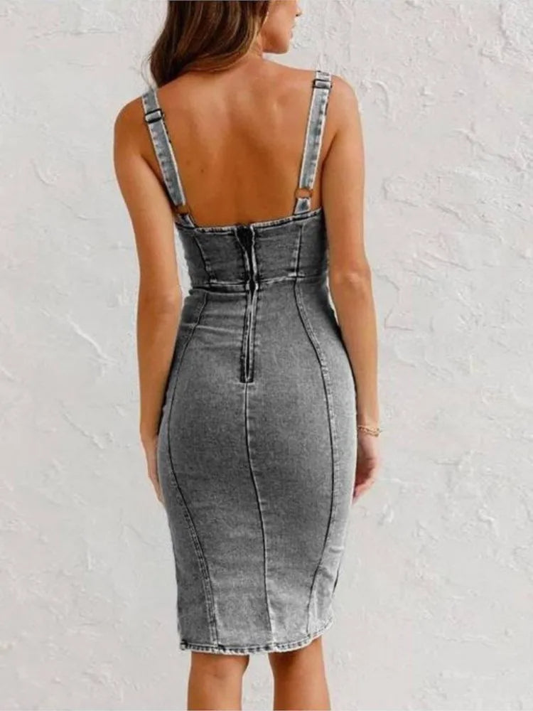 Perla Denim – Stijlvolle Spijkerjurk met Bandjes