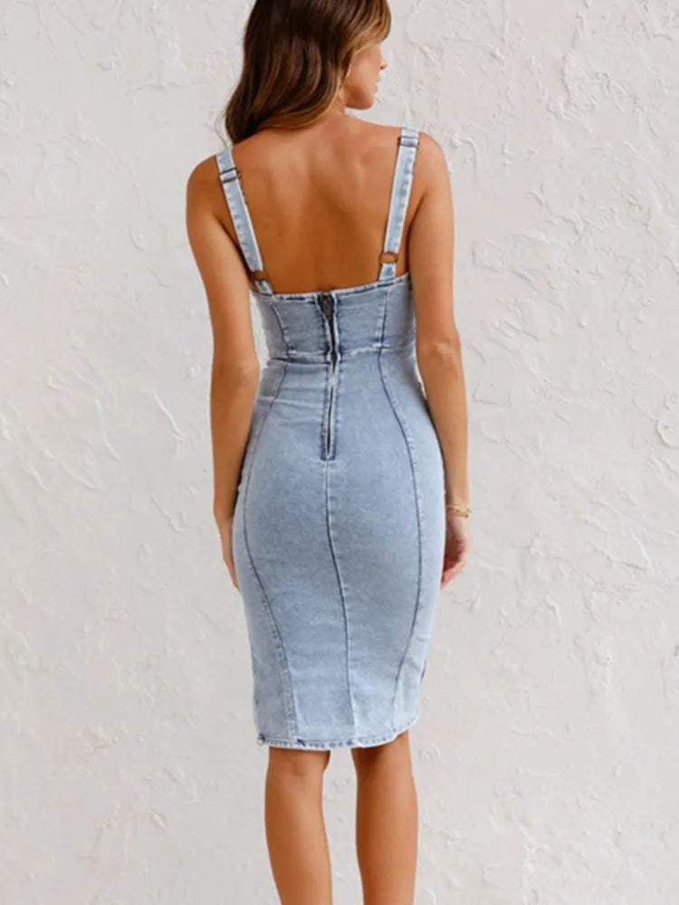Perla Denim – Stijlvolle Spijkerjurk met Bandjes