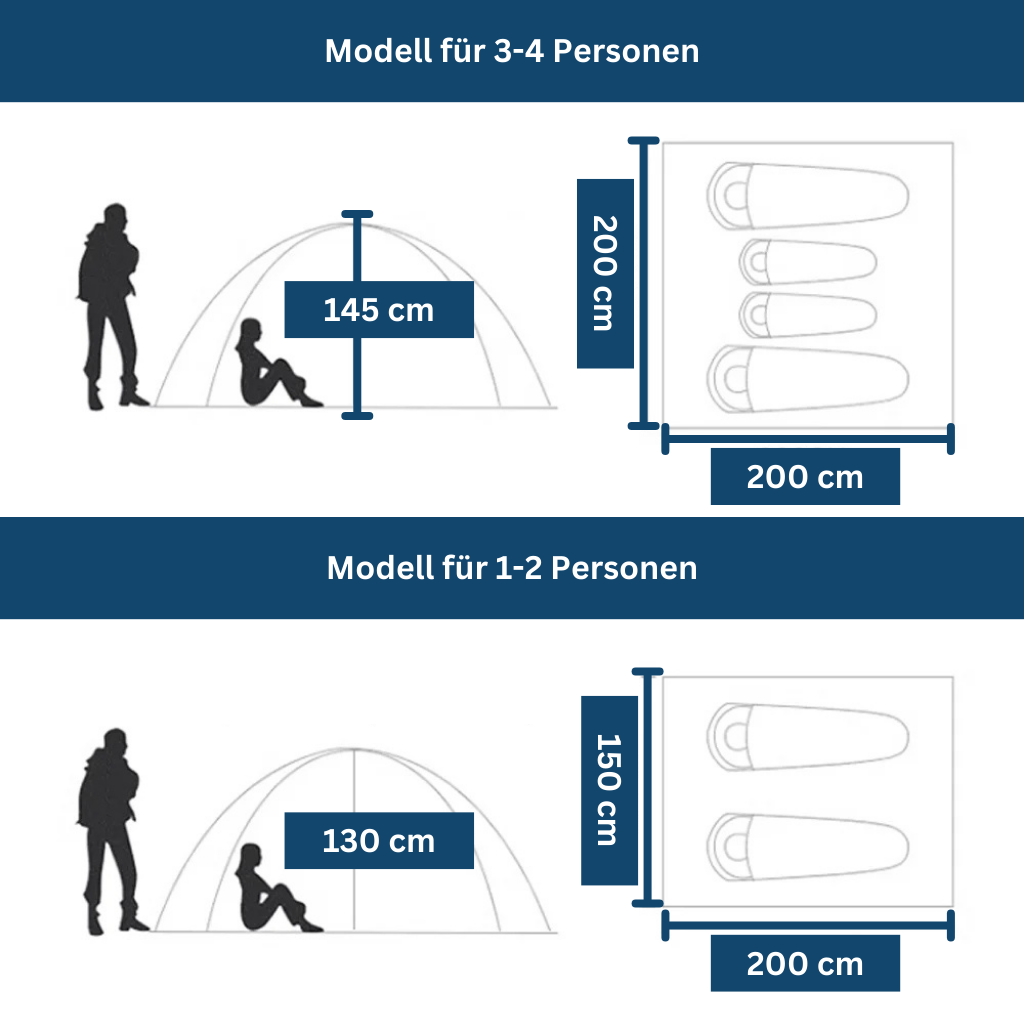 Popup Tent - Snel Opzetbaar 2-3 Persoons