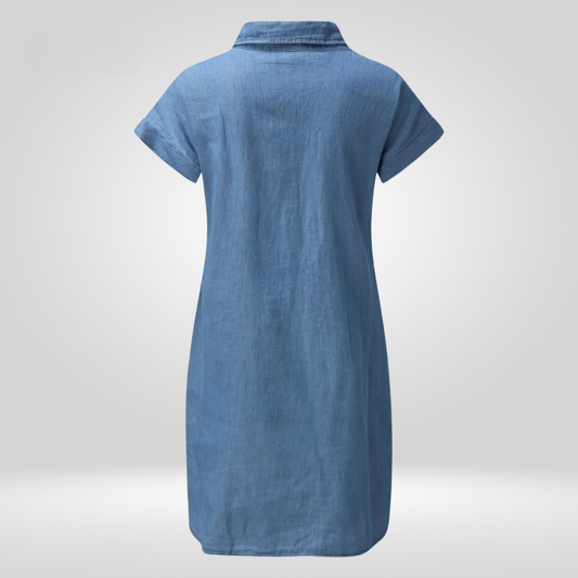Regina Denim Midi-Jurk - Tijdloze Stijl