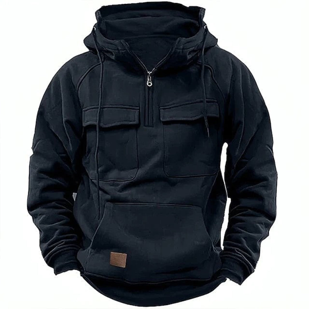 Retro Motor Hoodie Heren met Praktische Details