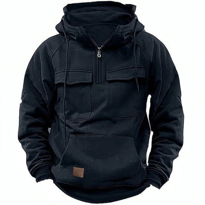 Retro Motor Hoodie Heren met Praktische Details