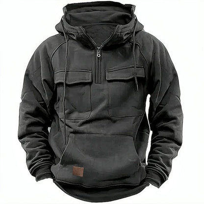 Retro Motor Hoodie Heren met Praktische Details