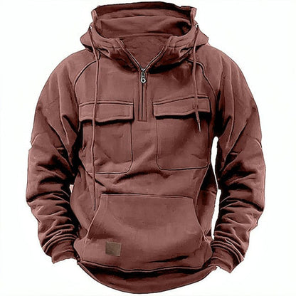 Retro Motor Hoodie Heren met Praktische Details
