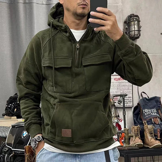 Retro Motor Hoodie Heren met Praktische Details